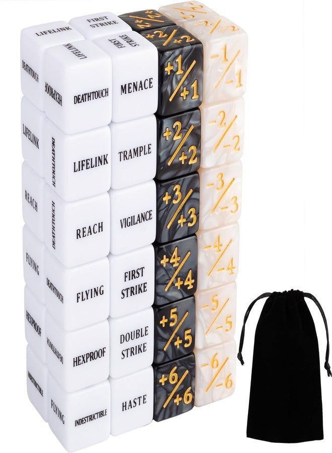 LAMJAM 48 Pieces Abilities Keywords Counter Dice Plus One MTG Dice Counters Set Creature +1 Tokens for MTG, TCG, Magic Card Games Accessories - Image 1